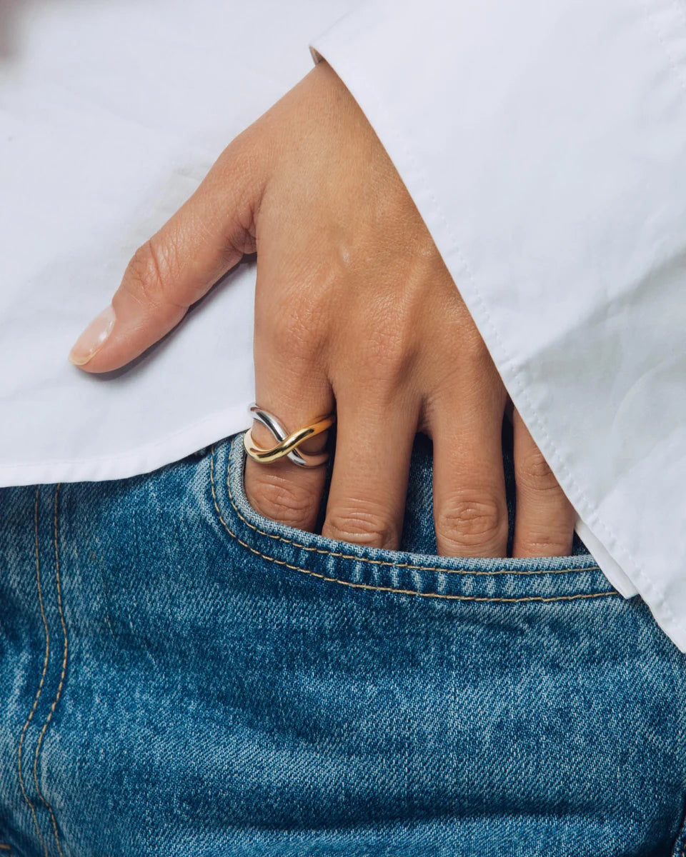 Thorn Double Mix ring, sølv og gull
