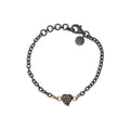Victoria Heart Pavért armbånd, oksidert sølv 