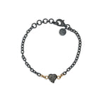 Victoria Heart Pavért armbånd, oksidert sølv 