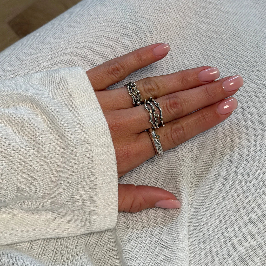 Waldorf slim ring med diamant, sølv2